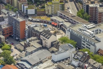Aerial view, Robert-Brauner-Platz with Stadt Forum Herne, pedestrian zone Bahnhofstraße with