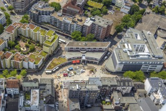 Aerial view, Robert-Brauner-Platz with Stadt Forum Herne, pedestrian zone Bahnhofstraße with