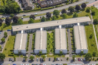 Aerial view, commercial area, Dassault Systems, Robert-Bosch-Sraße,