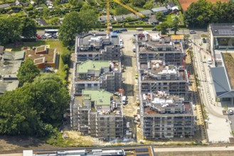 Aerial view, Kaiserquartier Herne, construction site with new construction of a residential complex