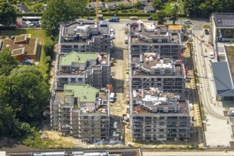 Aerial view, Kaiserquartier Herne, construction site with new construction of a residential complex