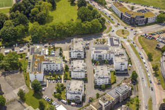 Aerial view, senior citizens' campus Protea Wohnen Am Schloss, roundabout Westring and
