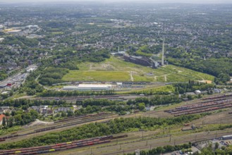 Aerial view, former Uniper power plant Shamrock, open space and construction site, former mine site