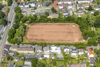 Aerial view, sports field Franzstraße and planned housing construction, Wanne, Herne, Ruhr area,
