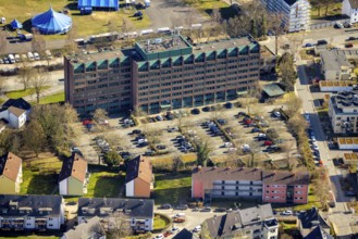 Aerial view, Hagen police headquarters building, Altenhagen, Hagen, Ruhr area, North