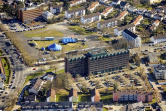 Aerial photo, Hagen police headquarters, Circus Verona tents on Otto-Ackermann-Platz, Altenhagen,