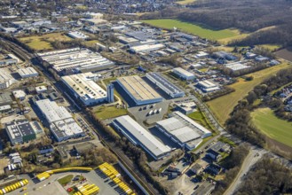 Aerial view, Bandstahlstraße industrial estate, Lennetal, Hagen, Ruhr area, North Rhine-Westphalia,