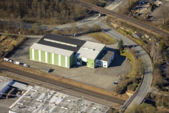 Aerial view, Bathey industrial estate, Topp Stahl GmbH Stahlgrosshandel und CS Deutschland, Boele,