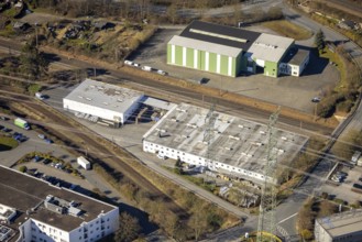 Aerial view, Bathey industrial estate, Topp Stahl GmbH Stahlgrosshandel und CS Deutschland, Boele,