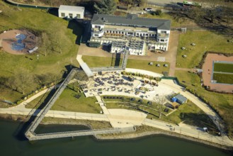 Aerial view, Strandhaus Salitos Beach Hengsteysee Beach Club on the southern shore of Hengstey,