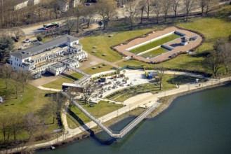 Aerial view, Strandhaus Salitos Beach Hengsteysee Beach Club on the southern shore of Hengstey,