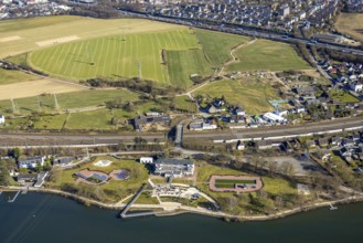 Aerial view, Strandhaus Salitos Beach Hengsteysee Beach Club on the southern shore of Hengstey,