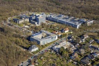 Aerial view, FernUniversität Hagen, construction site on Feithstraße, university quarter, Hagen,