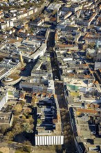 Aerial view, city centre with Rathaus Galerie, pedestrian zone Rathauspassage, medium-sized town,