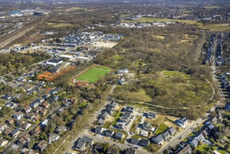 Aerial view, SEG Herne construction site with new building Schäferstraße Am Stadtgarten,