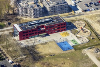 Aerial view, Kaiserquartier Herne, construction site with new construction of a residential complex