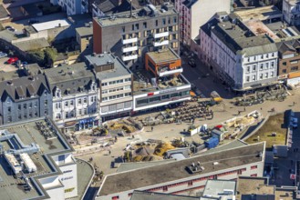 Aerial view, WAZ Medienhaus am Robert-Brauner-Platz, Cafe Extrablatt and construction site,