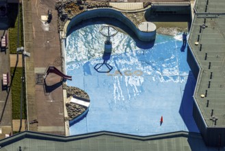 Aerial view, LAGO Die Therme, swimming pool outdoor pool and wellness centre, Börnig, Herne, Ruhr