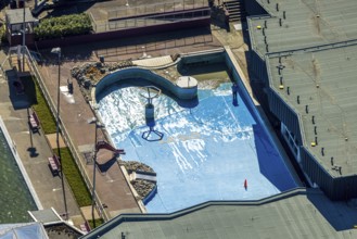 Aerial view, LAGO Die Therme, swimming pool outdoor pool and wellness centre, Börnig, Herne, Ruhr