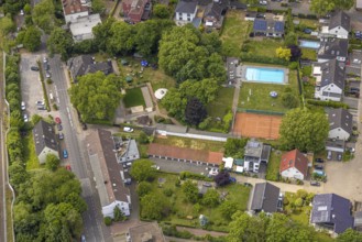 Aerial view, casino club Harmonie Unser Fritz 1959, swimming pool and tennis court Alleestraße,