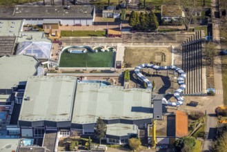 Aerial view, LAGO Die Therme, swimming pool outdoor pool and wellness centre, Börnig, Herne, Ruhr