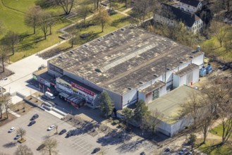 Aerial view, Hannibal Arena in Revierpark Gysenberg, ice rink, Börnig, Herne, Ruhr area, North