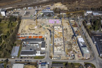 Aerial view, construction site in the industrial estate Am Trimbuschhof, Sodingen, Herne, Ruhr