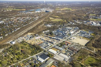 Aerial view, construction site in the industrial estate Am Trimbuschhof, Sodingen, Herne, Ruhr