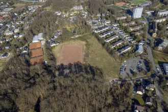 Aerial view, sports ground SpVg Hagen 1911 and tennis courts Lohestraße, Emst, Hagen, Ruhr area,