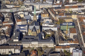 Aerial view, St. Marien Catholic Church in the city centre, Kath. Krankenhaus Hagen gGmbH, Osthaus