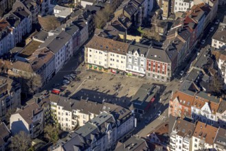 Aerial view, Wilhelmsplatz, market square and car park, Wehringhausen, Hagen, Ruhr area, North