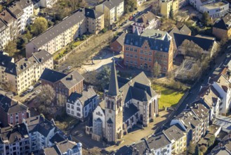 Aerial view, St. Michael's Church, Pelmke Cultural Centre, Emil Schumacher School, Wehringhausen,