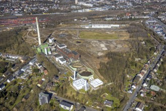 Aerial view, former Uniper power plant Shamrock, open space and construction site, former mine site