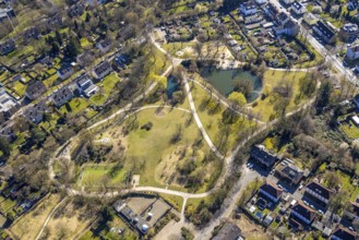 Aerial view, Dorneburger Park, local recreation area, green lung, Wanne-Süd, Herne, Ruhr area,