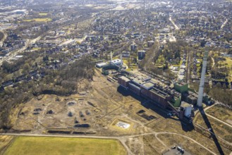 Aerial view, former Uniper power plant Shamrock, open space and construction site, former mine site