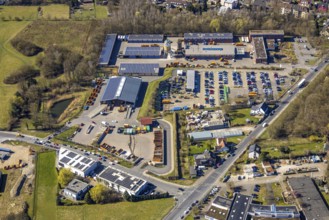 Aerial view, recycling centre Herne recycling yard and vehicle registration authority and driving