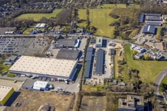 Aerial view, industrial estate Meesmannstraße, TBB Mobile Energy GmbH battery manufacturer, City of