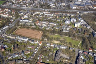 Aerial view, Franzstraße sports field, planned housing construction, Wanne, Herne, Ruhr area, North