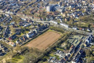 Aerial view, Franzstraße sports field, planned housing construction, Wanne, Herne, Ruhr area, North
