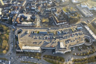 Aerial view, Allee-Center shopping centre with parking deck and Ritterpassage construction site