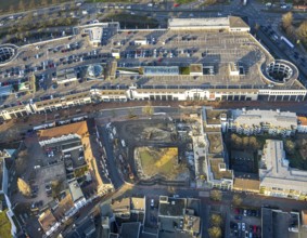 Aerial view, Allee-Center shopping centre with parking deck and Ritterpassage construction site