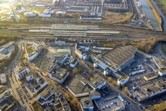 Aerial view, main railway station Hbf, station forecourt Platz der Deutschen Einheit and Technical