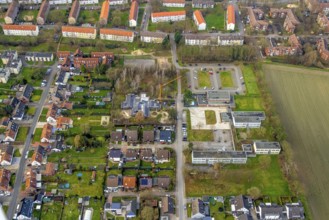 Aerial view, Arche Noah Herringen day care centre construction site, Friedrich-List Berufskolleg,