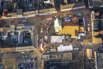 Aerial view, St. Paul's church in the city centre with Christmas market, Mitte, Hamm, Ruhr area,