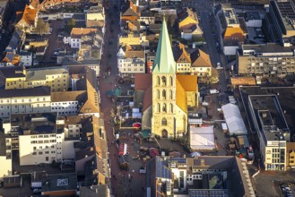 Aerial view, St. Paul's church in the city centre with Christmas market, Mitte, Hamm, Ruhr area,
