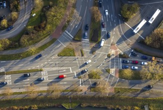 Aerial view, road traffic intersection Hafenstraße and Westring federal road B63, centre, Hamm,