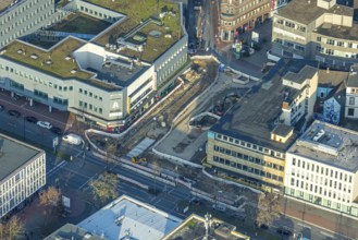 Aerial view, construction site Westentor am City-Center, federal road 63 Westring, centre, Hamm,