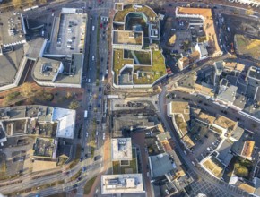 Aerial view, construction site Westentor am City-Center, federal road 63 Westring, centre, Hamm,