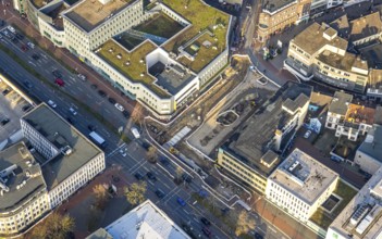 Aerial view, construction site Westentor am City-Center, federal road 63 Westring, centre, Hamm,