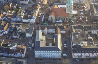 Aerial view, Christmas market at St Paul's Church on the market square, centre, Hamm, Ruhr area,